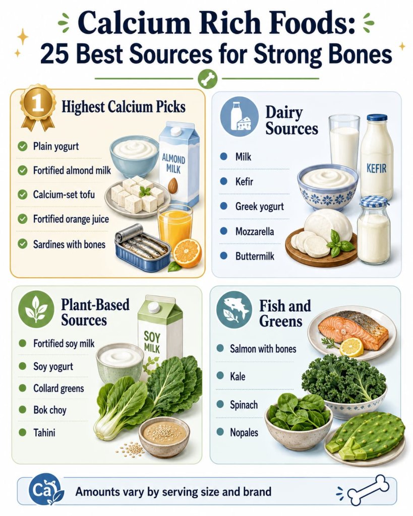 Calcium Rich Foods: 25 Best Sources for Strong Bones