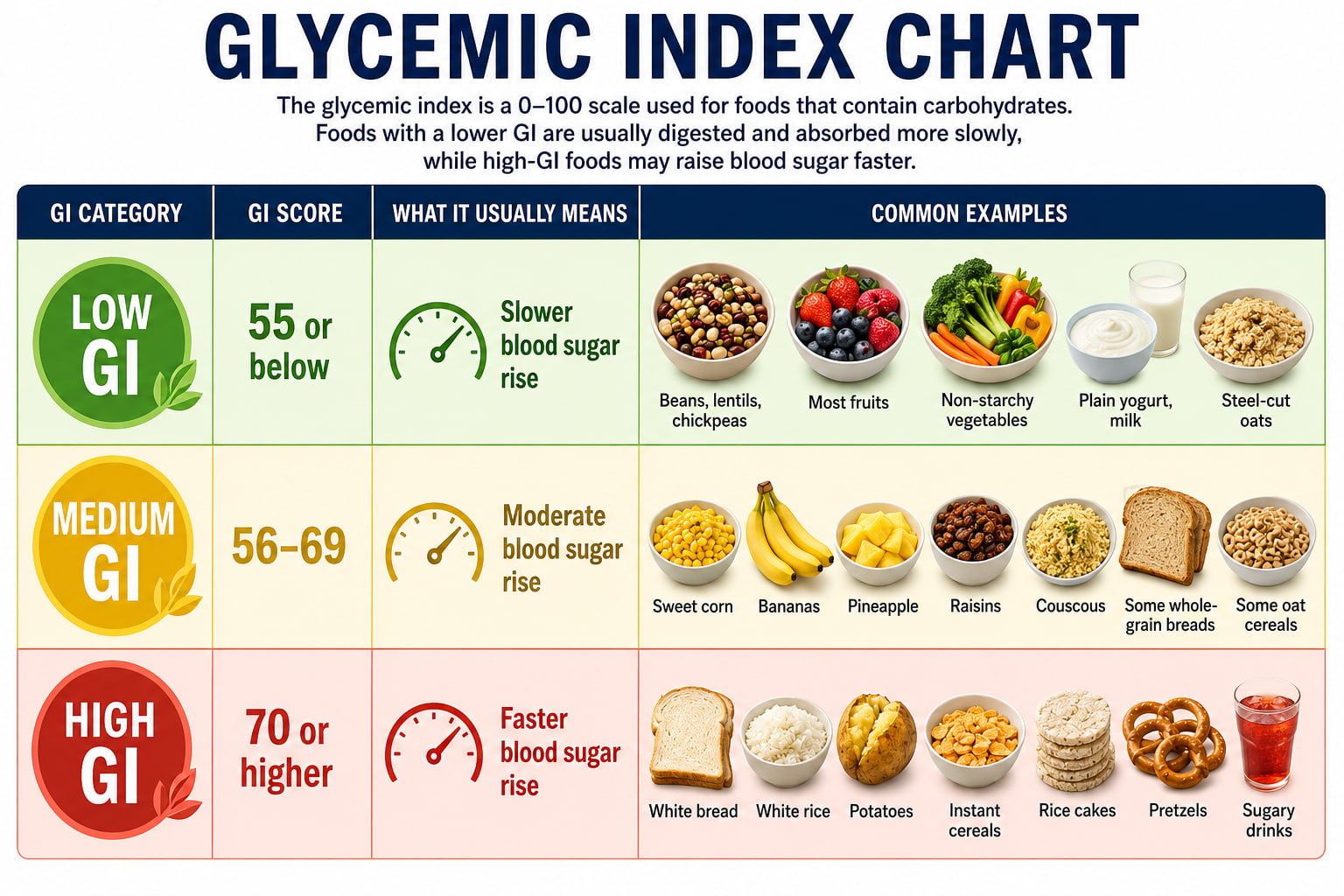 Glycemic Index Chart: Low, Medium, and High GI Foods