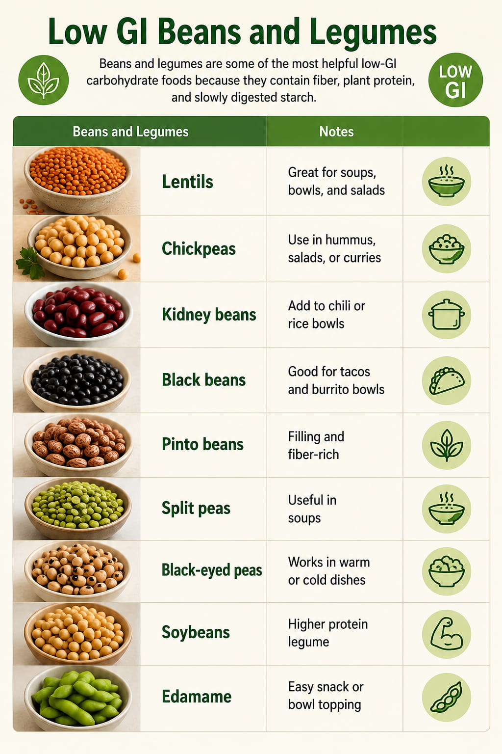 Low GI Beans and Legumes