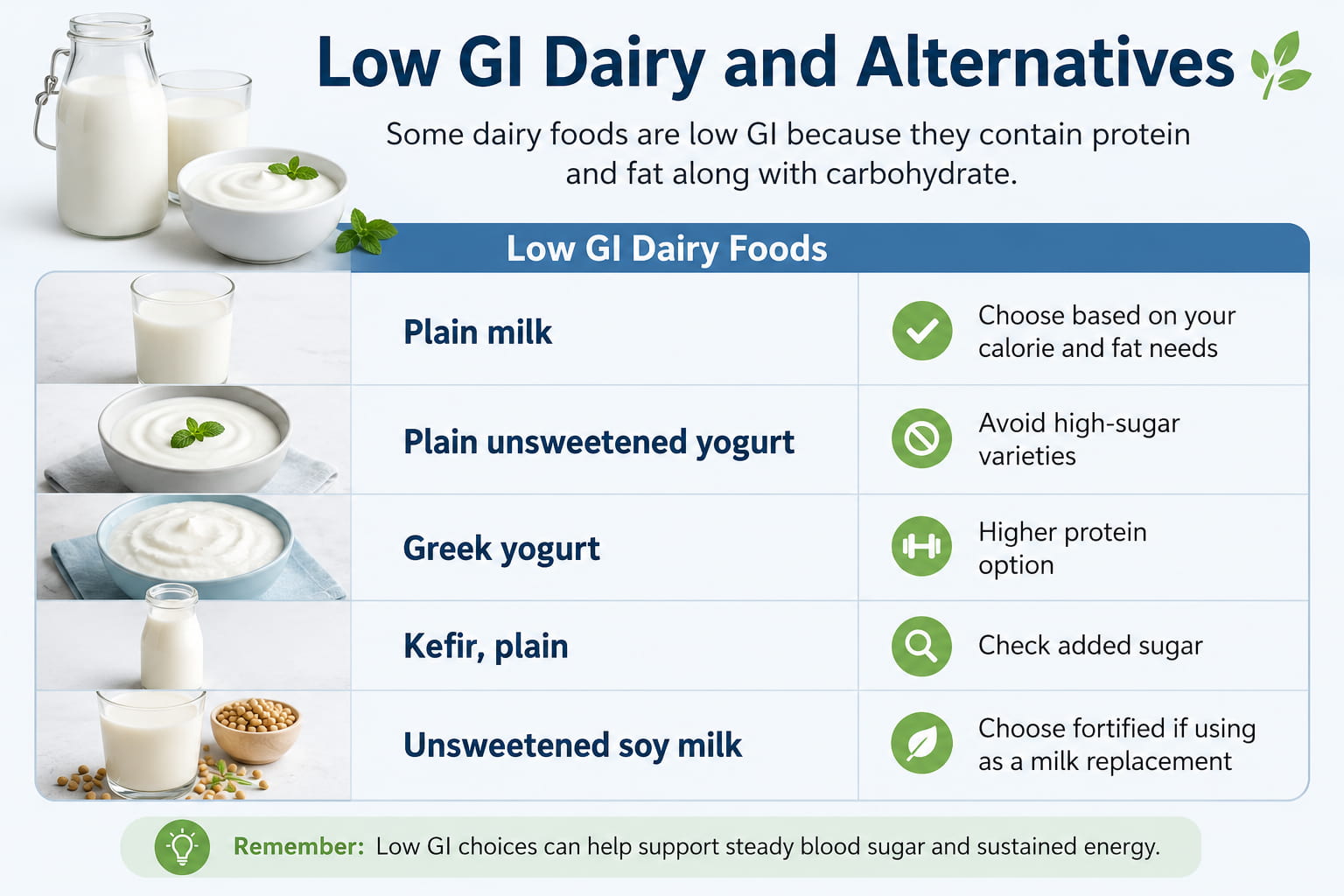 Low GI Dairy and Alternatives