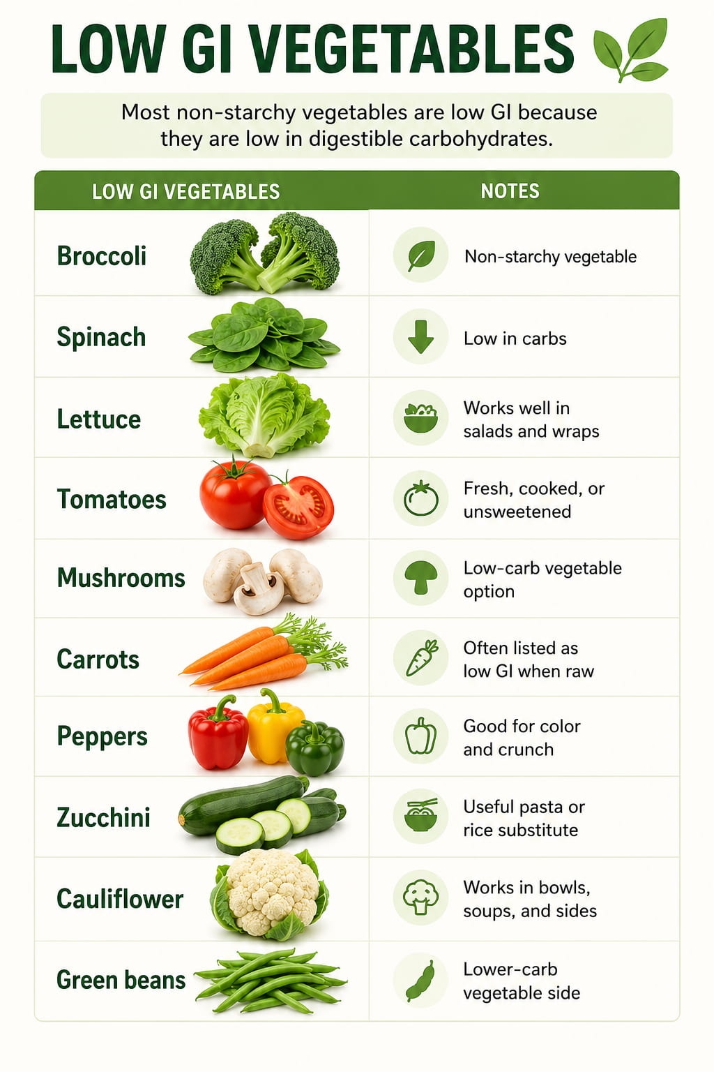 Low GI Vegetables