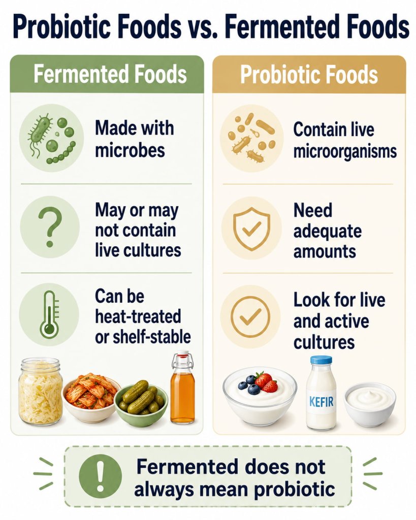 Probiotic Foods vs. Fermented Foods