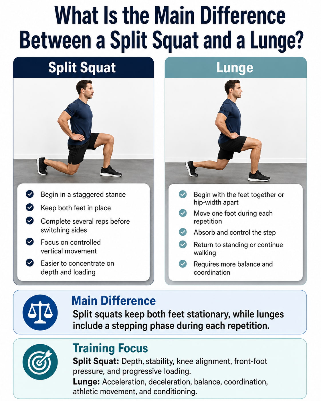 What Is the Main Difference Between a Split Squat and a Lunge?