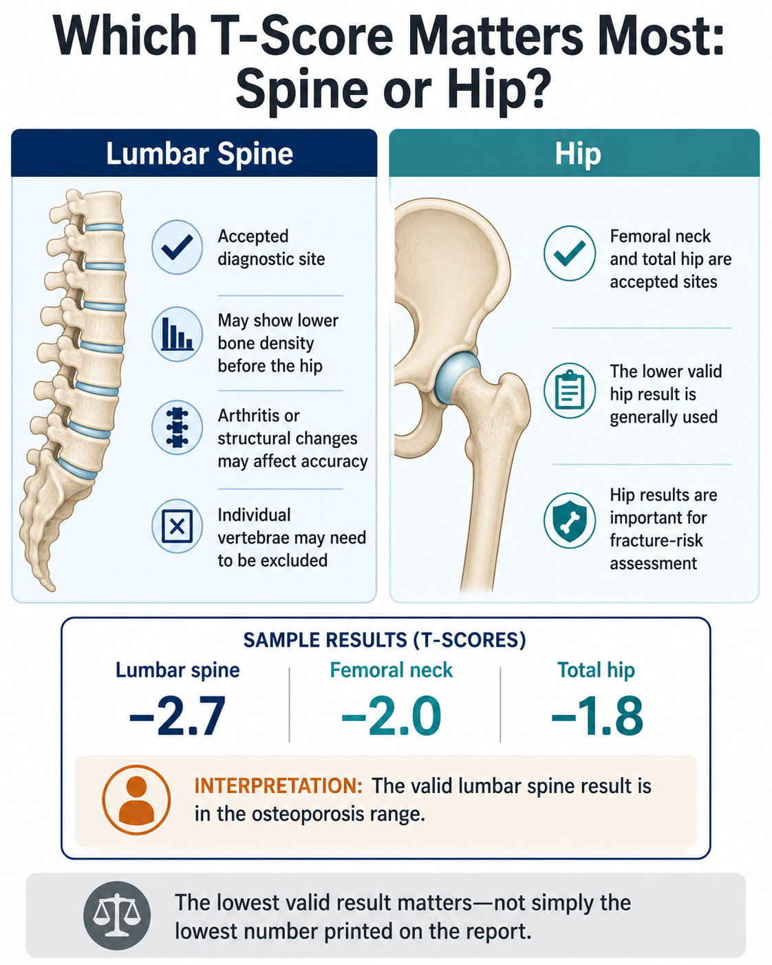 Which T-Score Matters Most: Spine or Hip?