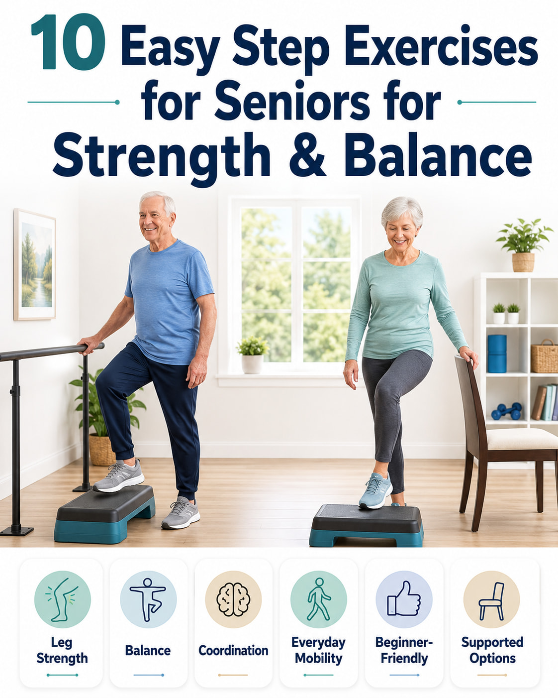 10 Easy Step Exercises for Seniors for Strength & Balance
