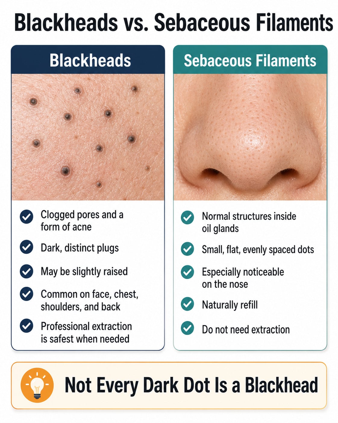 Blackheads vs. Sebaceous Filaments