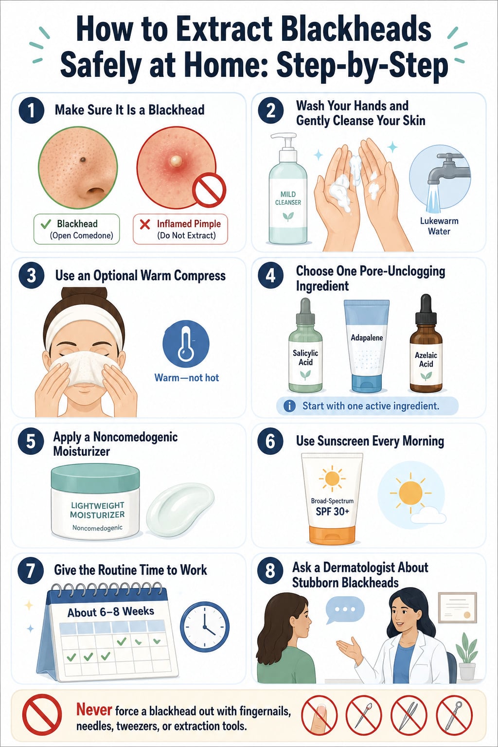 How to Extract Blackheads Safely at Home: Step-by-Step