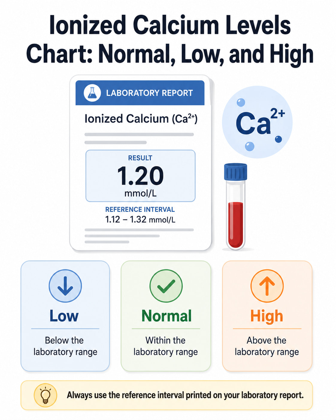 Ionized Calcium Levels Chart: Normal, Low, and High