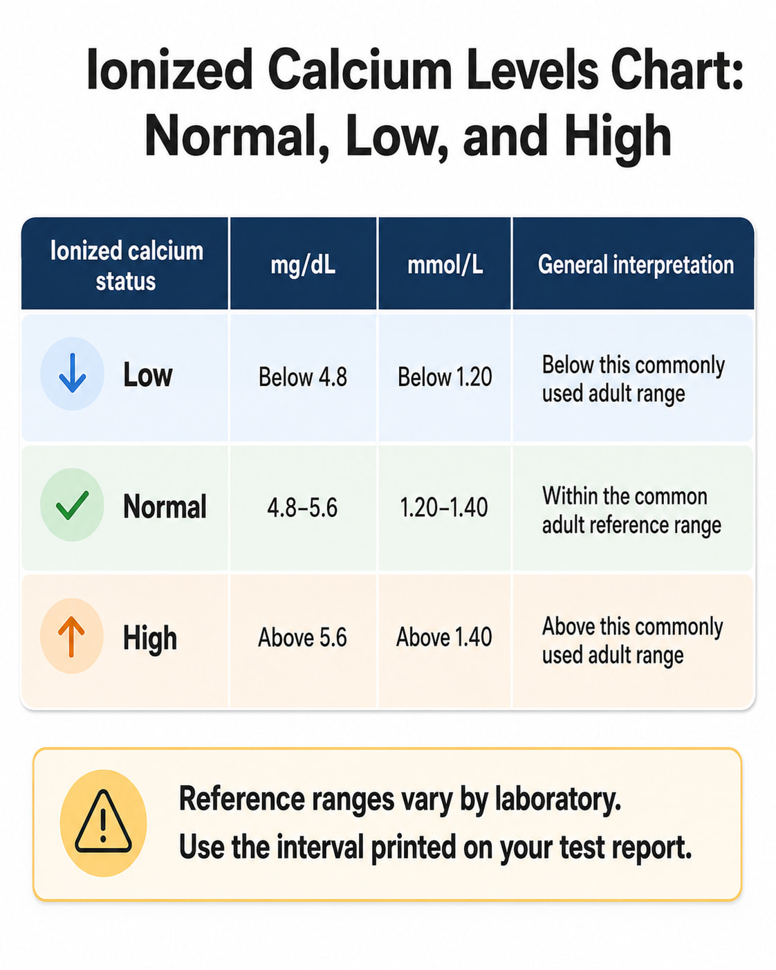 Ionized Calcium Levels Chart