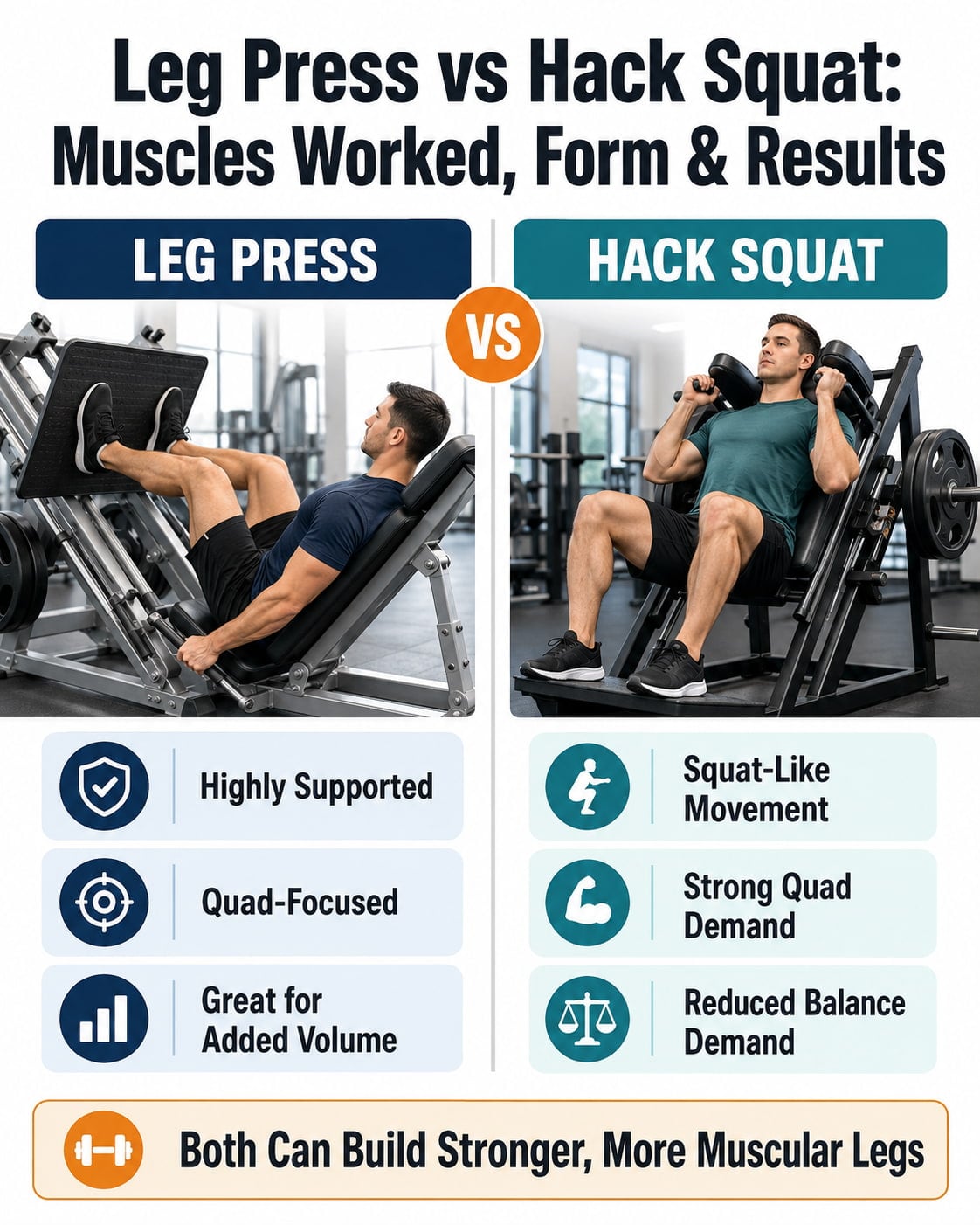 Leg Press vs Hack Squat: Muscles Worked, Form & Results