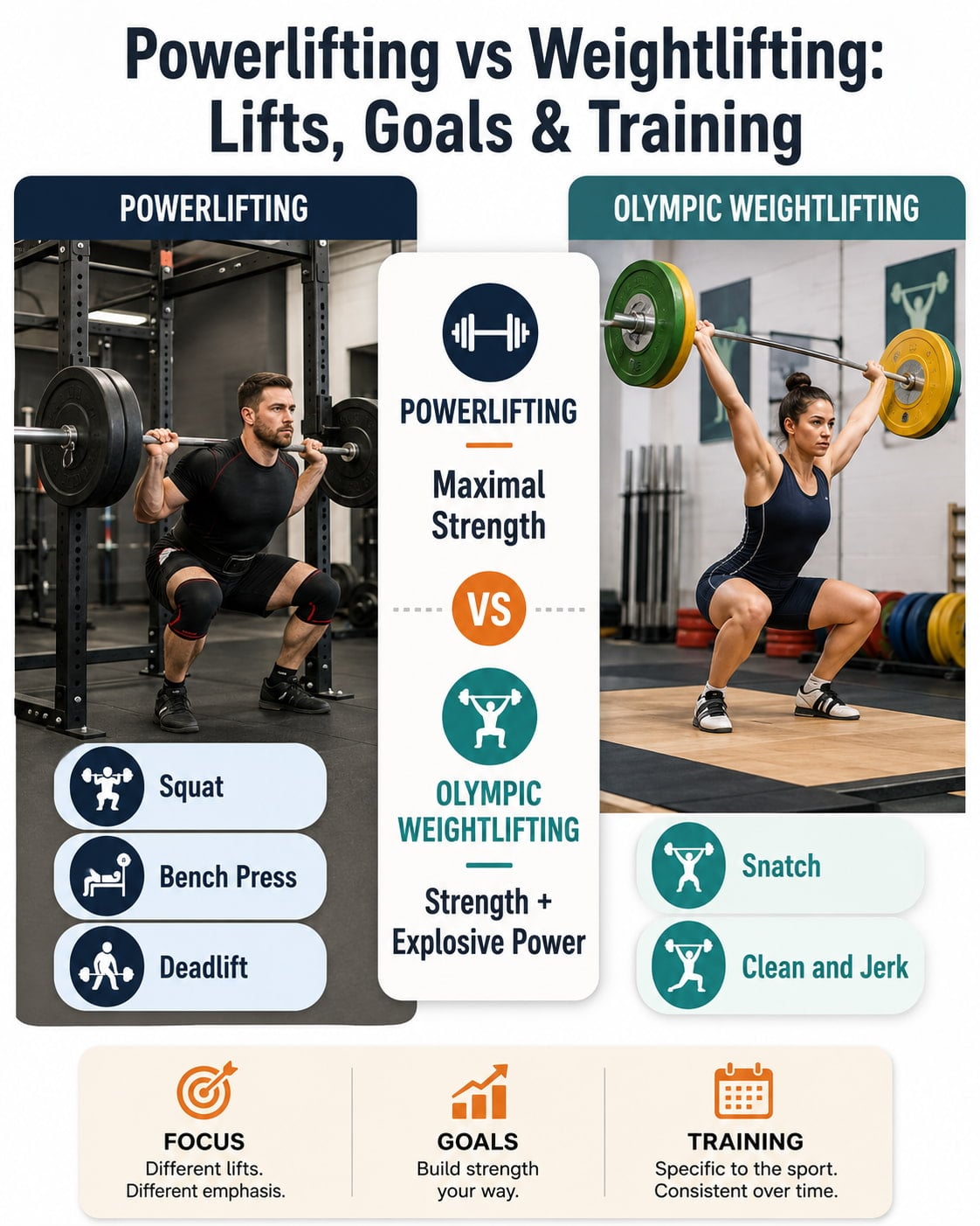 Powerlifting vs Weightlifting: Lifts, Goals & Training
