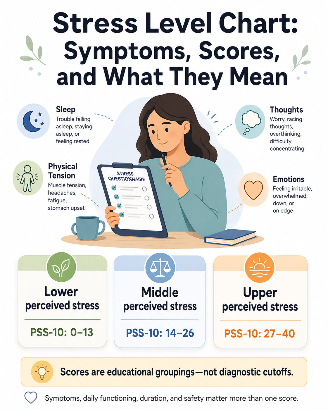 Stress Level Chart: Symptoms, Scores, and What They Mean