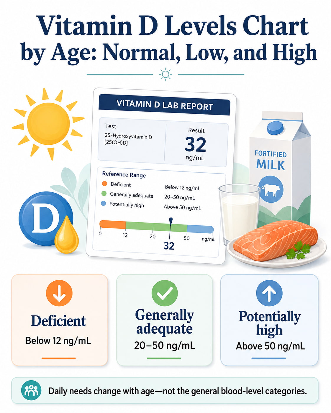 Vitamin D Levels Chart by Age: Normal, Low, and High