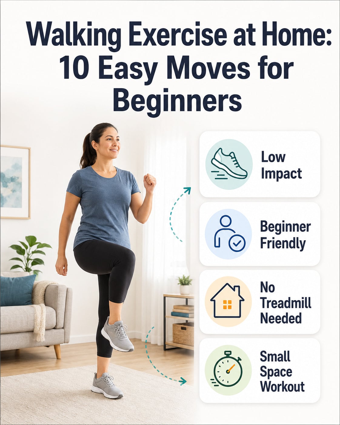 Walking Exercise at Home: 10 Easy Moves for Beginners