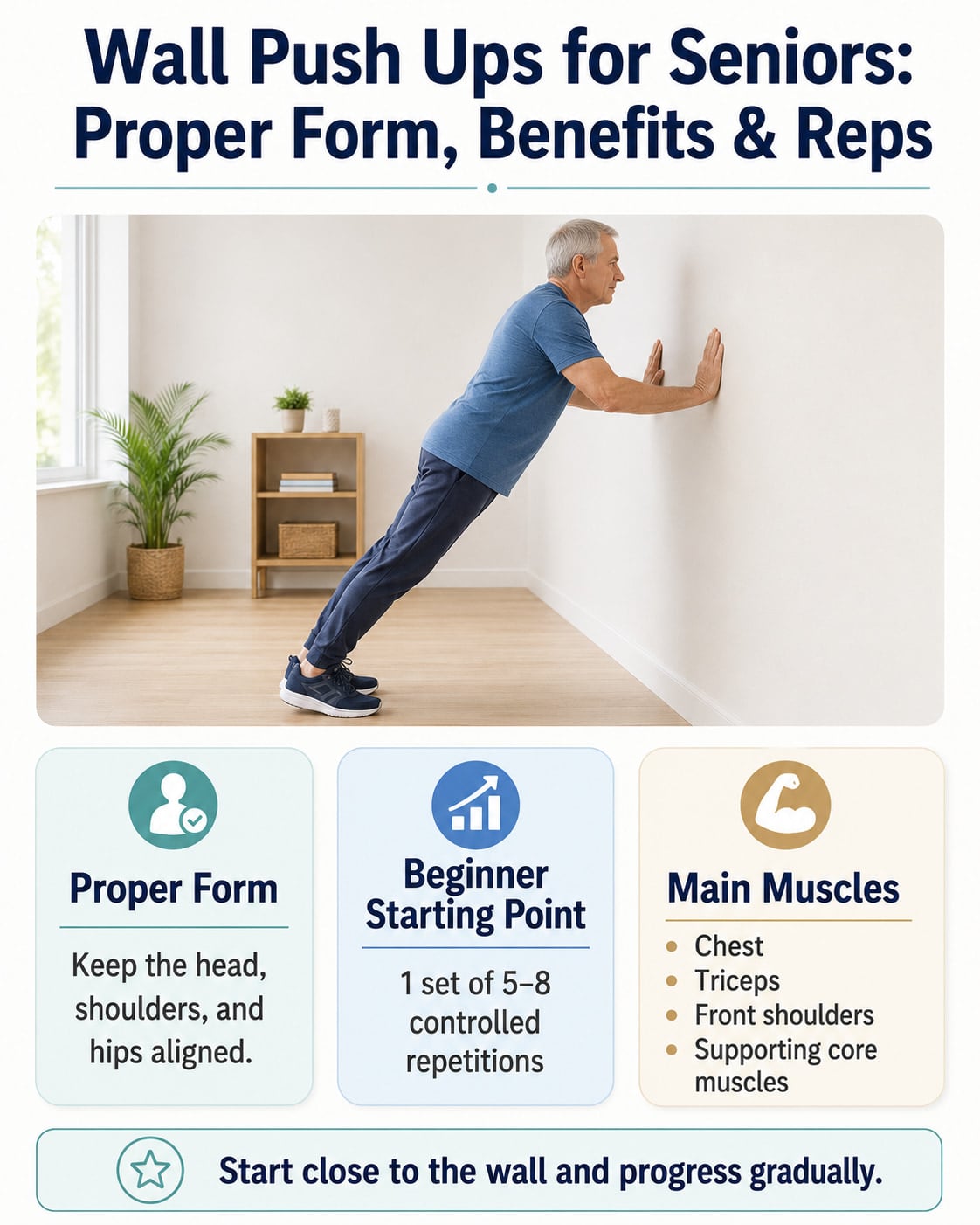 Wall Push Ups for Seniors: Proper Form, Benefits & Reps