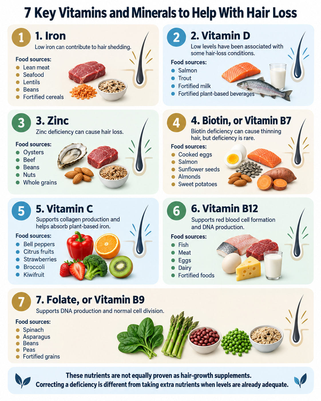 7 Key Vitamins and Minerals to Help With Hair Loss