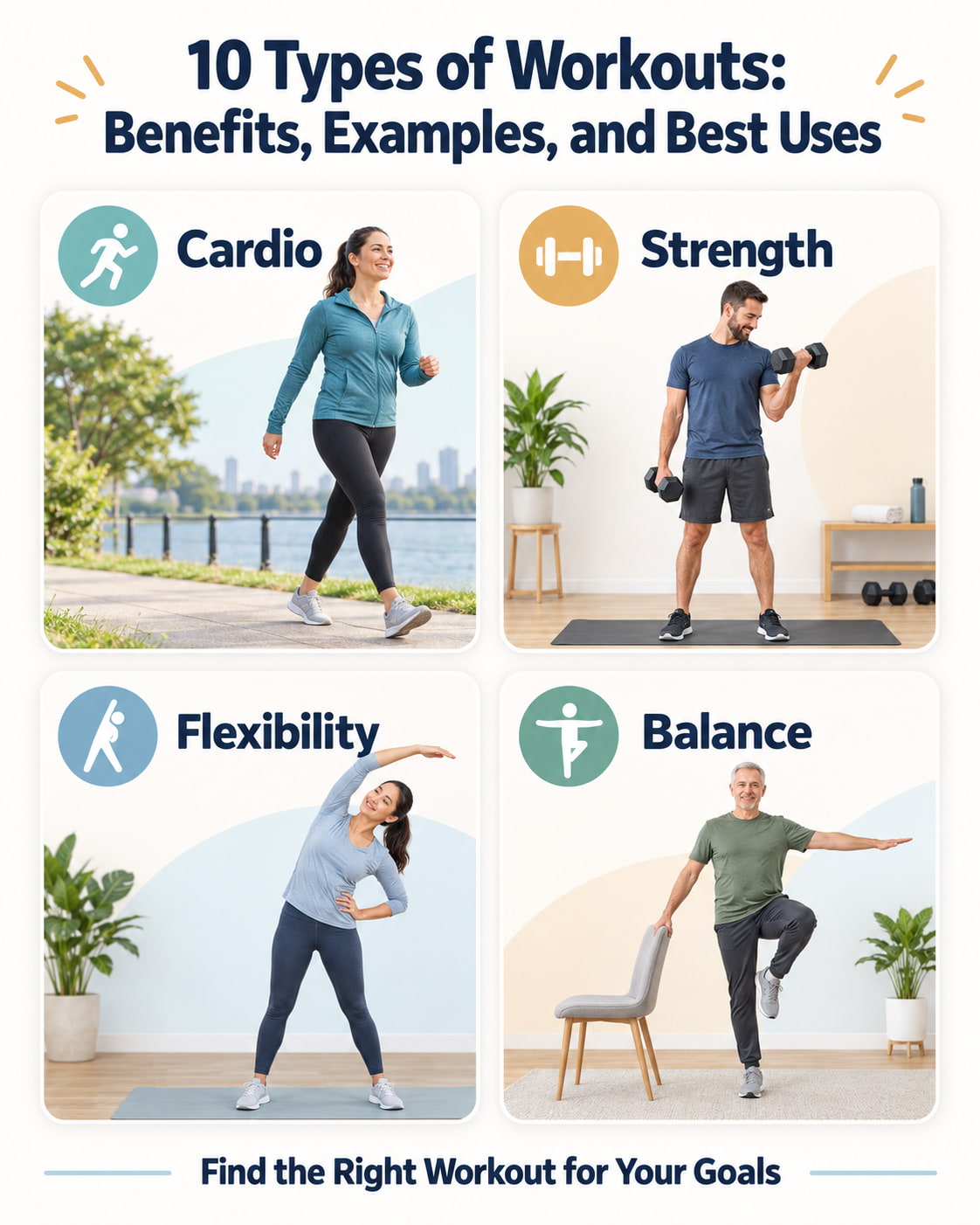 10 Types of Workouts: Benefits, Examples, and Best Uses