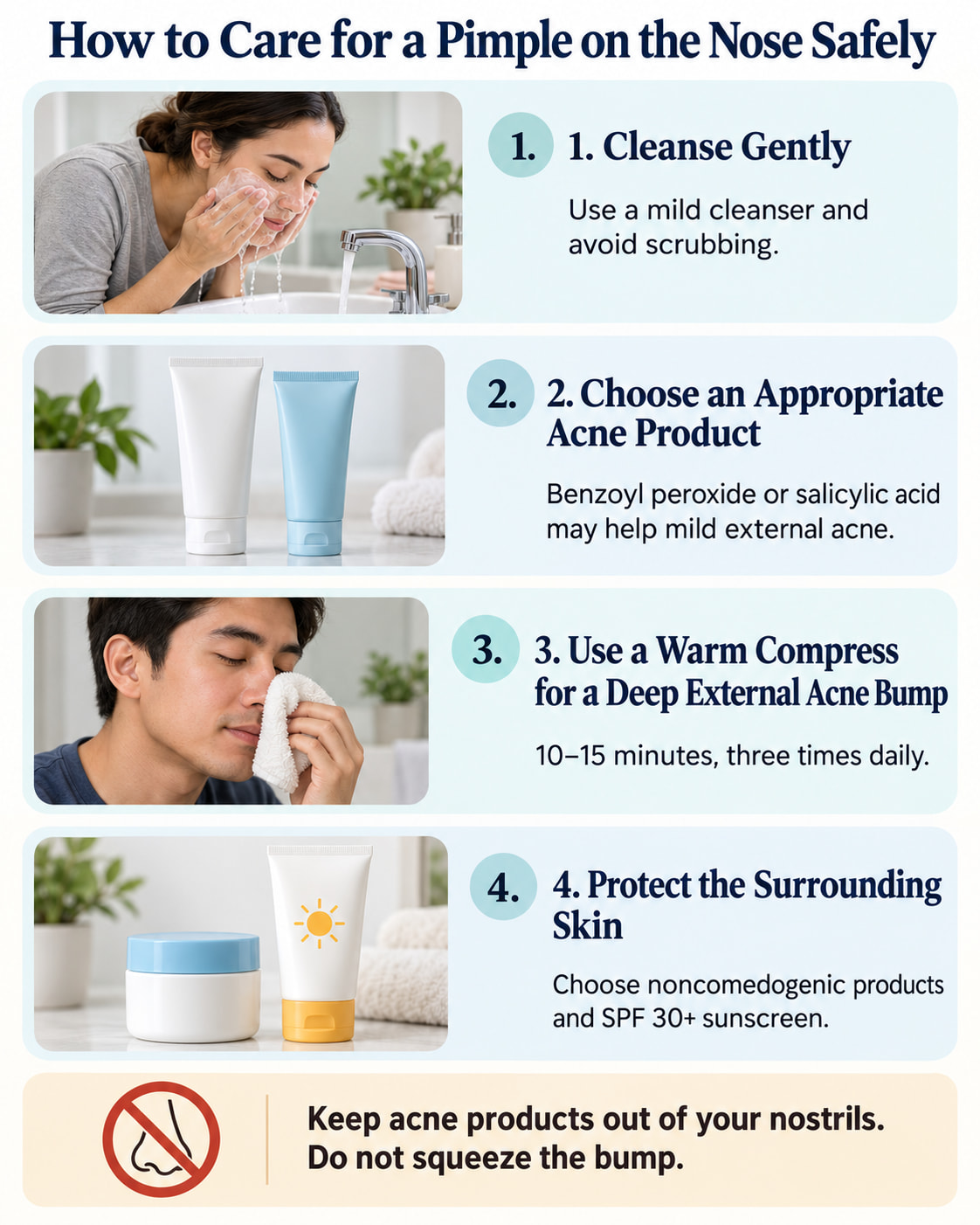 How to Care for a Pimple on the Nose Safely