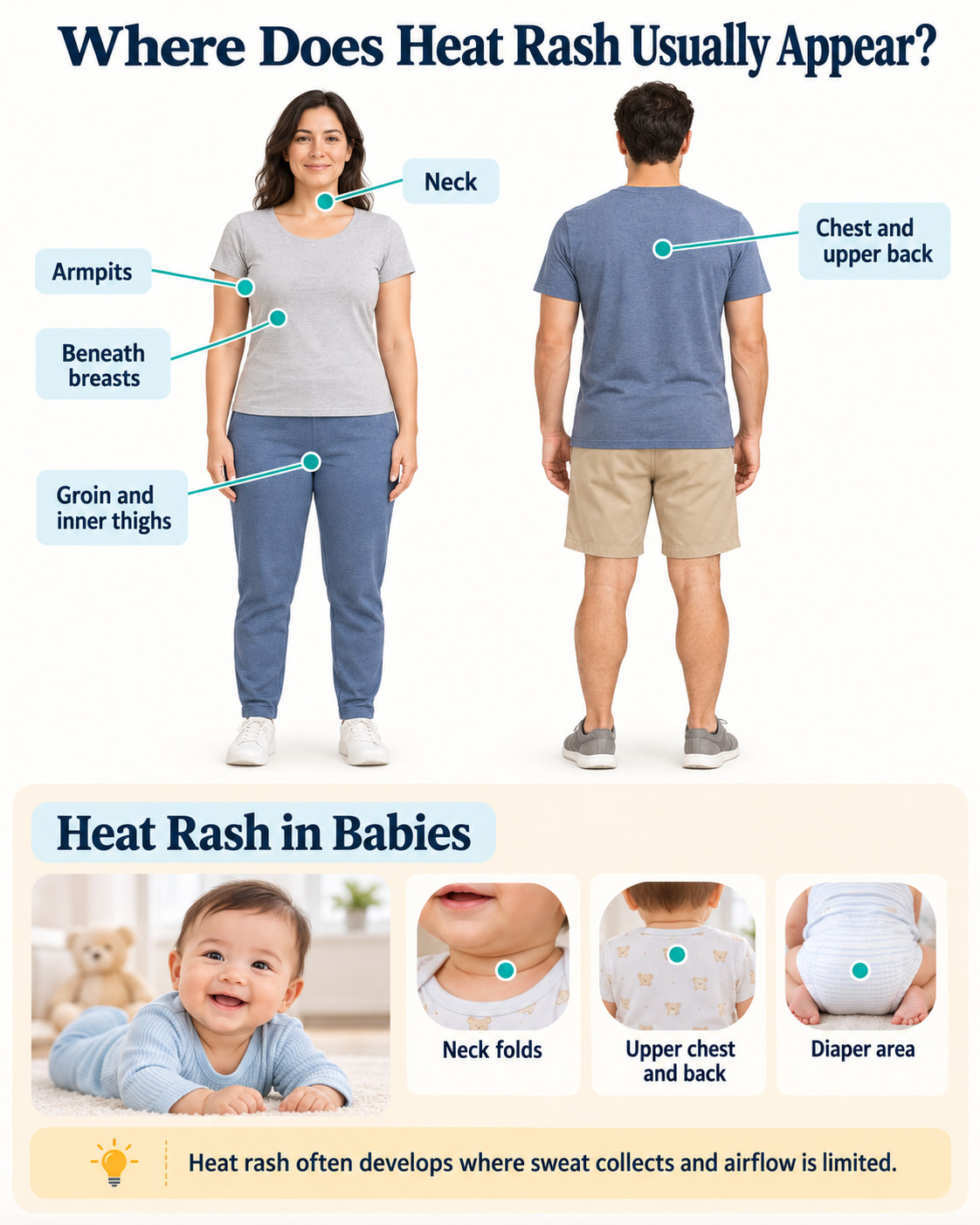 Where Does Heat Rash Usually Appear?